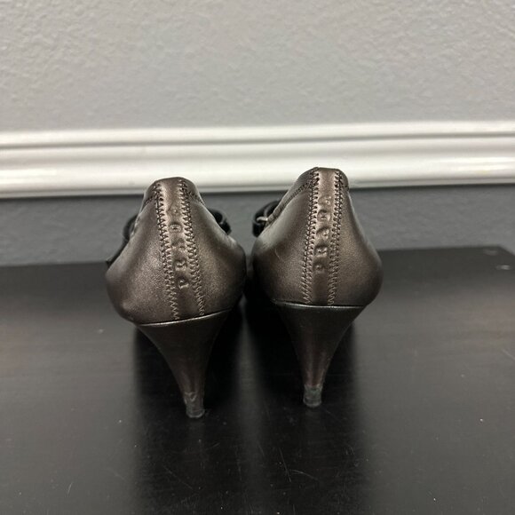 Prada Calzature Donna Mary Jane Heels Graphite Black Strappy Womens Size 39.5 - Picture 4 of 11